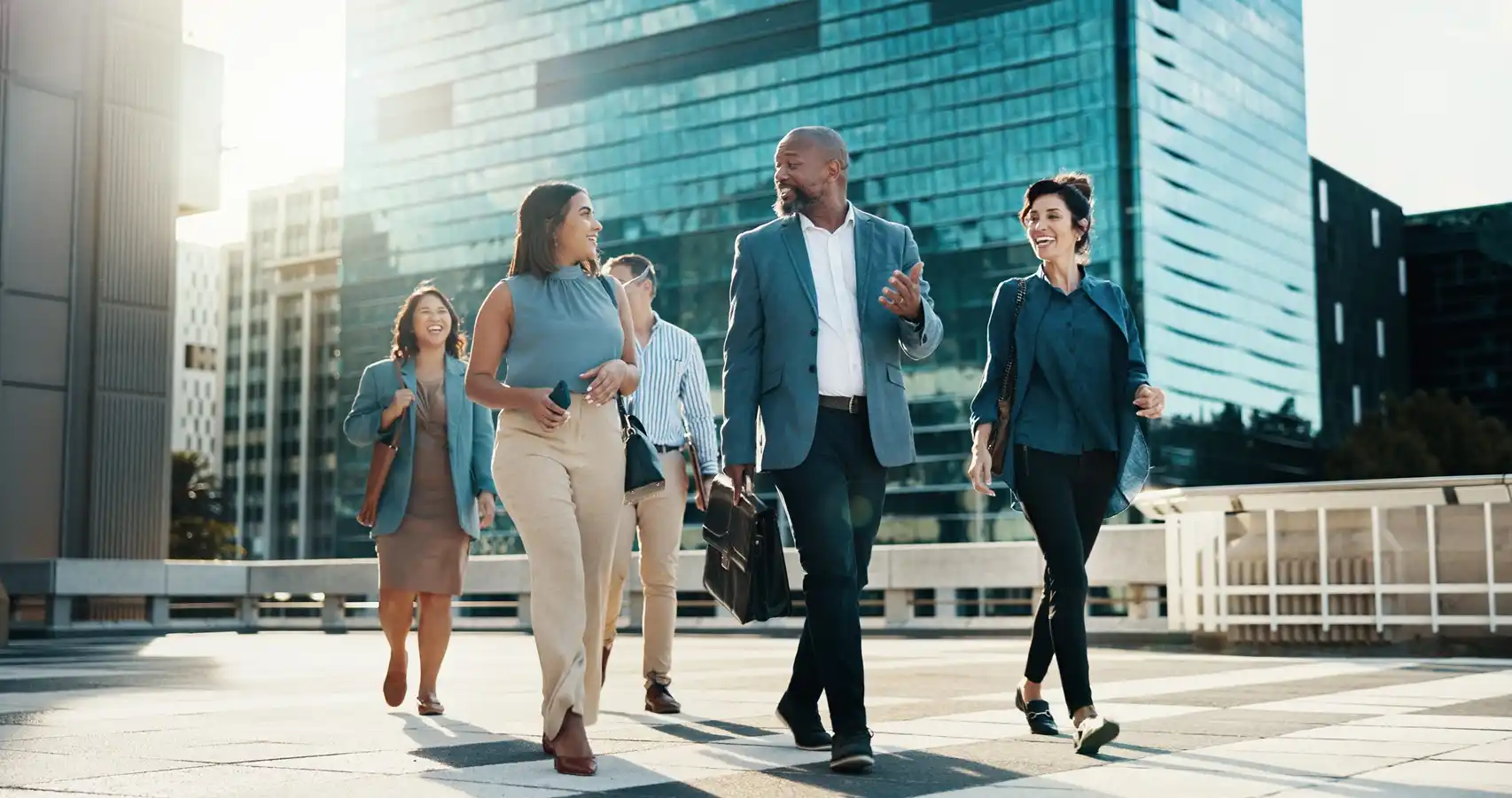 Professional in a modern international business district